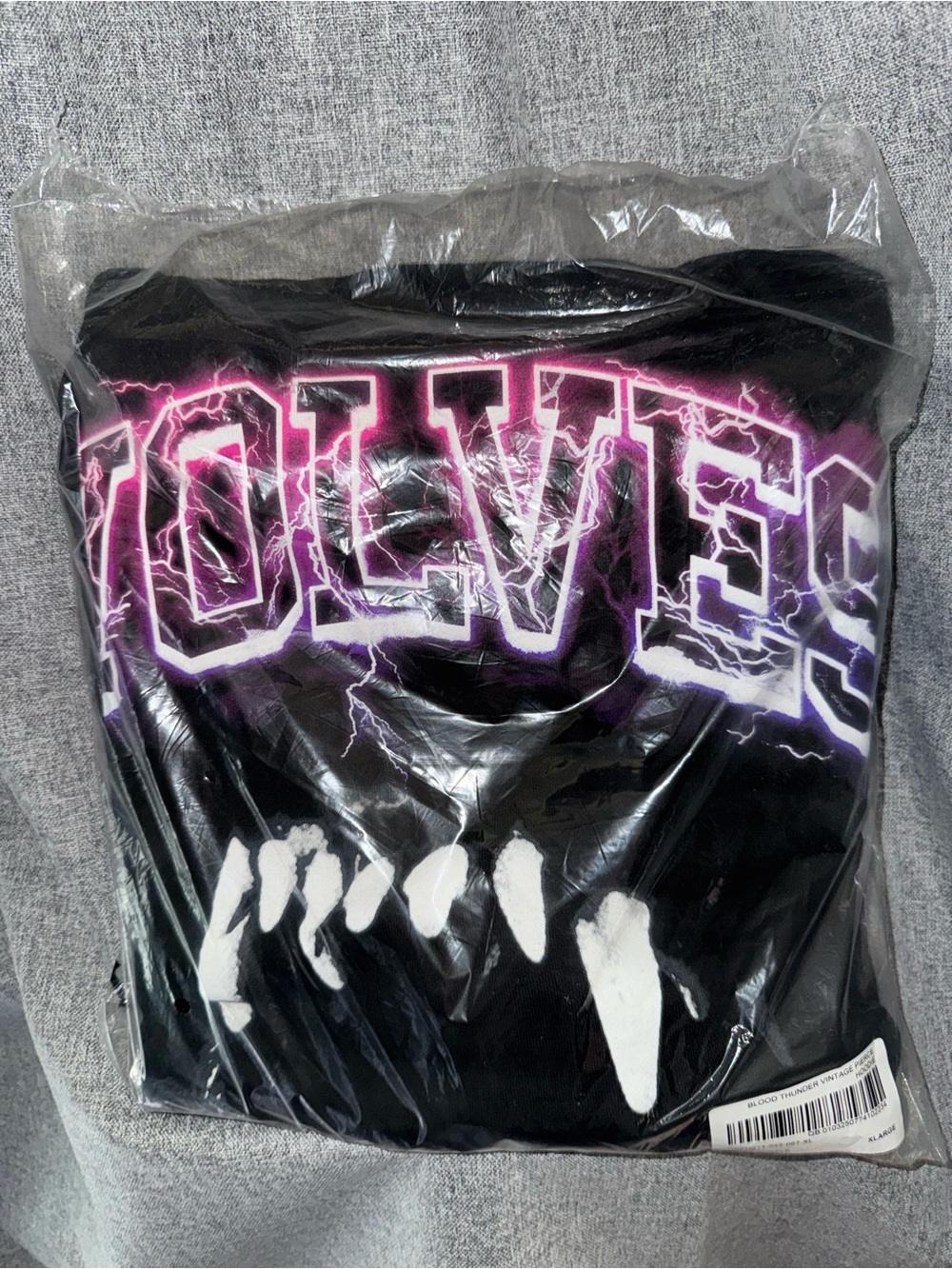 Darc Sport Black Hoodie with Purple Lightning 'Wolves' Graphic